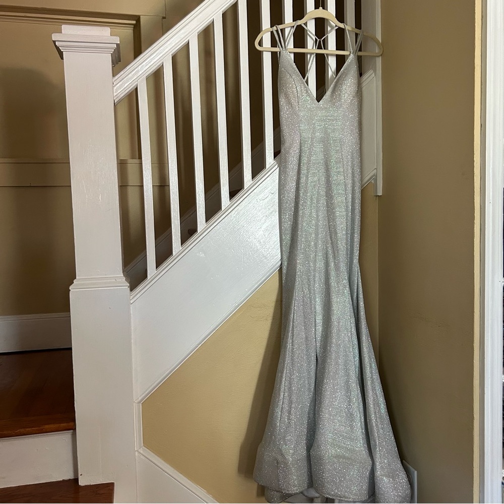 “Blush” Silver Sparkling Formal Dress